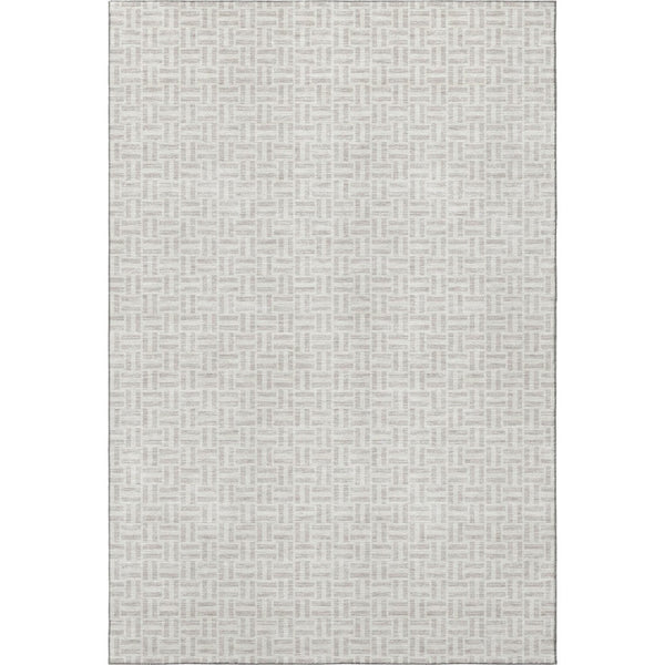 HomeRoots 5' X 8' Taupe and Ivory Geometric Area Rug - Stylish, Washable, UV-Protected for Family-Friendly Homes 672454