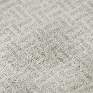 HomeRoots 8' Taupe and Ivory Geometric Washable Round Rug - UV Protected, Stain-Resistant, Ideal for High-Traffic Areas 672455