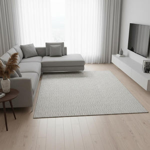 HomeRoots 8' X 10' Stylish Taupe and Ivory Geometric Area Rug – Washable, UV Protected, Perfect for Families! 672456