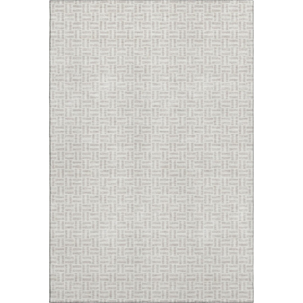 HomeRoots 10' X 14' Taupe & Ivory Geometric Area Rug - Washable, UV-Protected, Perfect for Family Spaces! 672458