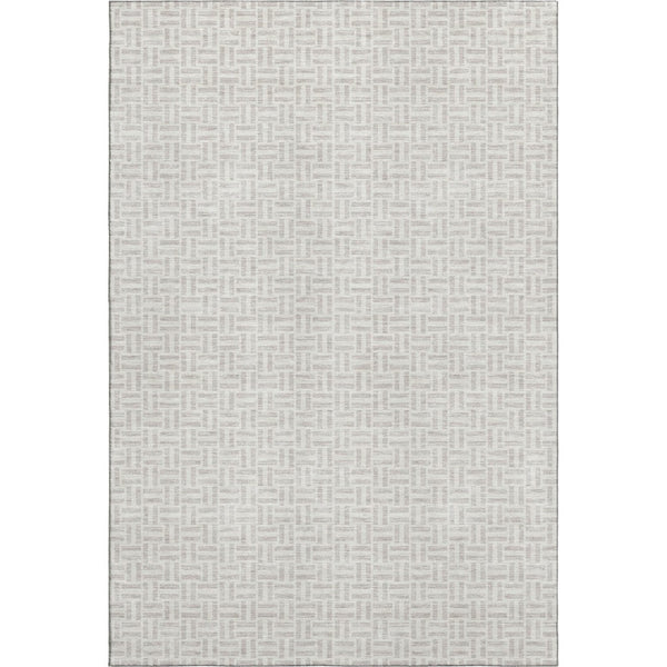 HomeRoots 10' X 14' Taupe & Ivory Geometric Area Rug - Washable, UV-Protected, Perfect for Family Spaces! 672458