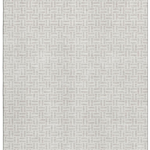 HomeRoots 10' X 14' Taupe & Ivory Geometric Area Rug - Washable, UV-Protected, Perfect for Family Spaces! 672458