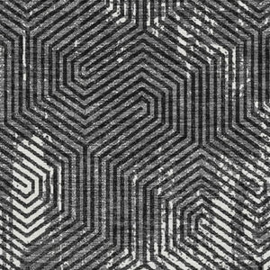 HomeRoots 8' X 10' Black And Ivory Geometric Area Rug - Washable, UV Protected, Perfect for Busy Homes! 672468