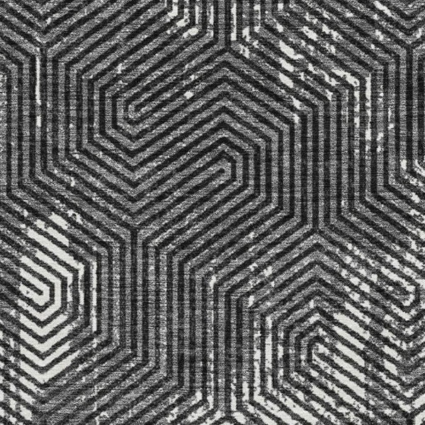 HomeRoots 8' X 10' Black And Ivory Geometric Area Rug - Washable, UV Protected, Perfect for Busy Homes! 672468