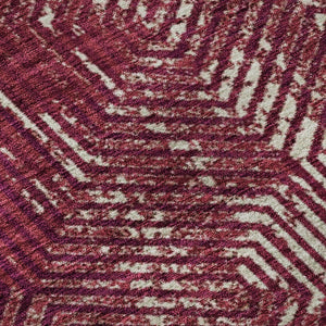 HomeRoots 8' Burgundy Geometric Round Rug - Washable, UV-Protected, Durable & Stylish for Modern Spaces 672473