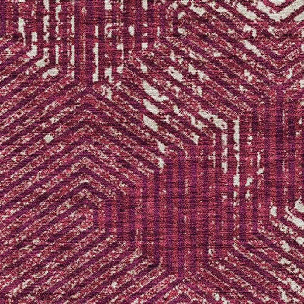 HomeRoots 8' X 10' Burgundy and Ivory Geometric Area Rug - Durable, Washable, UV-Protected for Every Home 672474