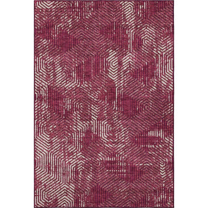 HomeRoots 10' Burgundy and Ivory Geometric Area Rug – Washable, UV-Protected, Stain-Resistant for High Traffic Spaces 672476