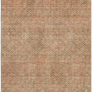 HomeRoots 5' X 8' Copper and Beige Geometric Area Rug - Washable, Durable, UV-Protected for Modern Homes 672478