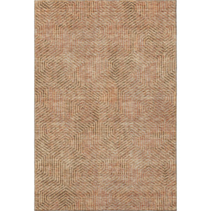 HomeRoots 5' X 8' Copper and Beige Geometric Area Rug - Washable, Durable, UV-Protected for Modern Homes 672478