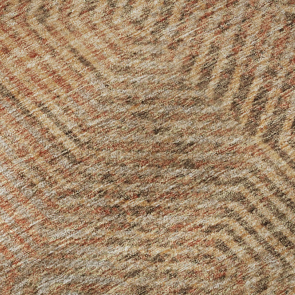 HomeRoots 8' Copper and Beige Geometric Round Rug - Washable, UV-Resistant, Stylish for Modern Living Spaces 672479