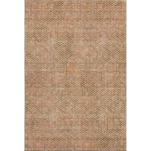 HomeRoots 8' X 10' Stylish Copper & Beige Geometric Washable Area Rug with UV Protection for Everyday Living 672480