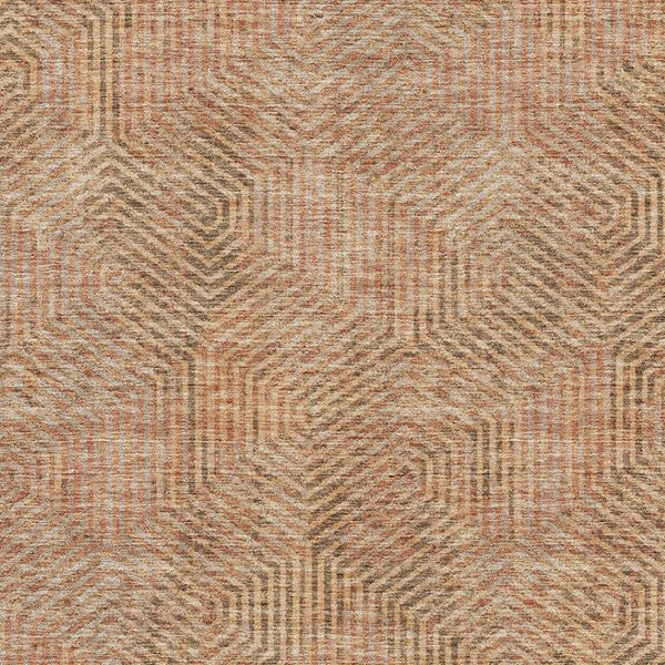 HomeRoots 8' X 10' Stylish Copper & Beige Geometric Washable Area Rug with UV Protection for Everyday Living 672480