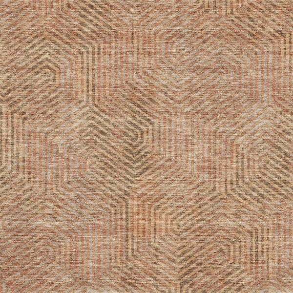 HomeRoots 9' X 12' Geometric Copper & Beige Washable Area Rug with UV Protection for Stylish Living Spaces 672481