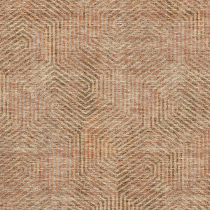 HomeRoots 10' X 14' Copper & Beige Geometric Area Rug – Washable, UV-Protected, Durable for High-Traffic Spaces 672482