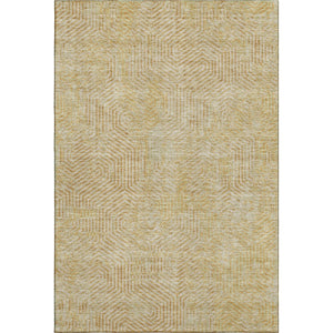 HomeRoots 5' X 8' Gold And Beige Geometric Area Rug – Washable, UV-Protected, Stylish & Durable for Any Room 672484