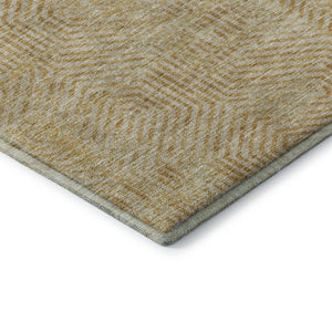 HomeRoots 5' X 8' Gold And Beige Geometric Area Rug – Washable, UV-Protected, Stylish & Durable for Any Room 672484