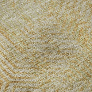 HomeRoots 5' X 8' Gold And Beige Geometric Area Rug – Washable, UV-Protected, Stylish & Durable for Any Room 672484