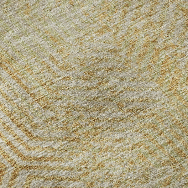 HomeRoots 5' X 8' Gold And Beige Geometric Area Rug – Washable, UV-Protected, Stylish & Durable for Any Room 672484