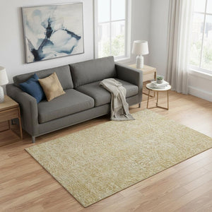 HomeRoots 5' X 8' Gold And Beige Geometric Area Rug – Washable, UV-Protected, Stylish & Durable for Any Room 672484
