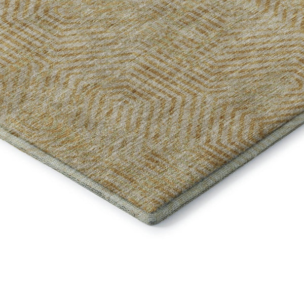 HomeRoots 8' X 10' Geometric Gold and Beige Area Rug - Washable, UV-Protected, Durable for Busy Homes! 672486