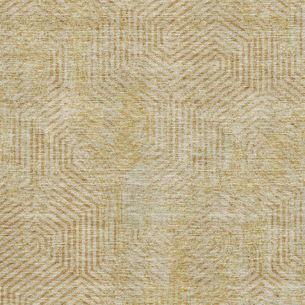 HomeRoots 8' X 10' Geometric Gold and Beige Area Rug - Washable, UV-Protected, Durable for Busy Homes! 672486