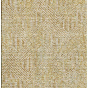 HomeRoots 8' X 10' Geometric Gold and Beige Area Rug - Washable, UV-Protected, Durable for Busy Homes! 672486