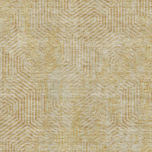 HomeRoots 10' X 14' Gold & Beige Geometric Washable Area Rug with UV Protection for Modern Living Spaces 672488