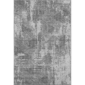 HomeRoots 9' X 12' Stylish Gray & Silver Geometric Area Rug - Washable, UV Protected, Perfect for Busy Homes! 672493