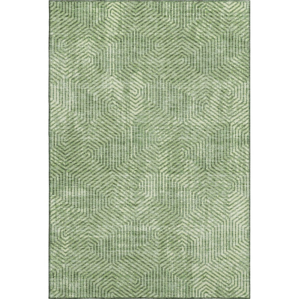 HomeRoots 8' X 10' Green and Ivory Geometric Washable Area Rug - Stylish, Durable, UV-Protected for Any Space 672498