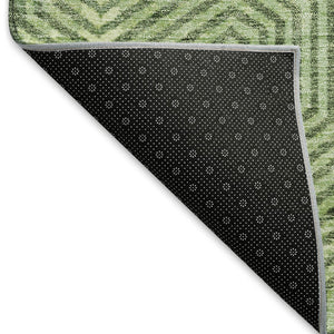 HomeRoots 8' X 10' Green and Ivory Geometric Washable Area Rug - Stylish, Durable, UV-Protected for Any Space 672498