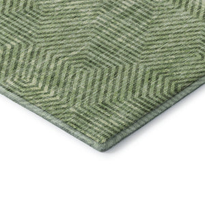 HomeRoots 8' X 10' Green and Ivory Geometric Washable Area Rug - Stylish, Durable, UV-Protected for Any Space 672498