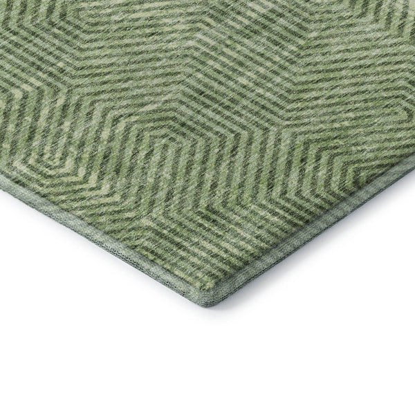 HomeRoots 8' X 10' Green and Ivory Geometric Washable Area Rug - Stylish, Durable, UV-Protected for Any Space 672498