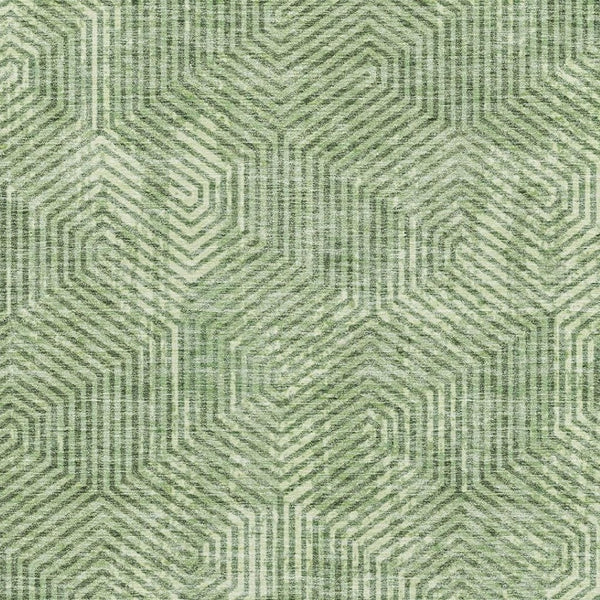 HomeRoots 8' X 10' Green and Ivory Geometric Washable Area Rug - Stylish, Durable, UV-Protected for Any Space 672498