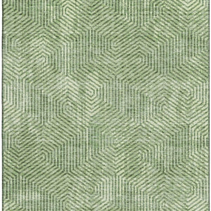 HomeRoots 8' X 10' Green and Ivory Geometric Washable Area Rug - Stylish, Durable, UV-Protected for Any Space 672498