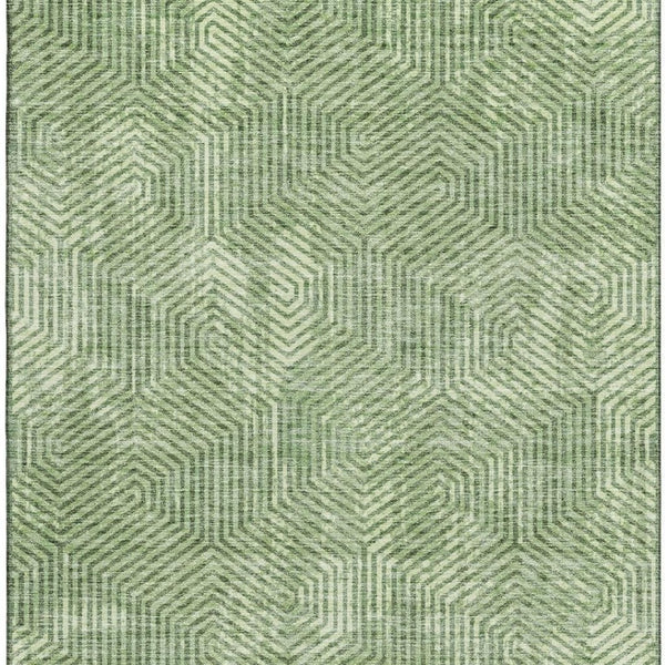 HomeRoots 8' X 10' Green and Ivory Geometric Washable Area Rug - Stylish, Durable, UV-Protected for Any Space 672498