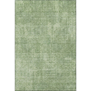 HomeRoots 9' X 12' Geometric Washable Area Rug – Stylish UV-Protected Green & Ivory Design for Family Homes 672499
