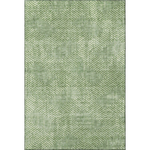 HomeRoots 9' X 12' Geometric Washable Area Rug – Stylish UV-Protected Green & Ivory Design for Family Homes 672499