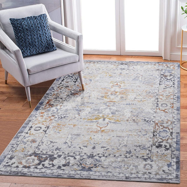 English Elm Payas Collection 6X9 Ivory & Grey Traditional Area Rug - Durable, Soft, And Kid-Friendly Design B189P183543-GIGA