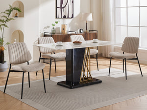 English Elm A&A Furniture Dining Chairs Set Of 2 – Modern Retro Linen Upholstered Comfort For Dining Spaces W1143P194145