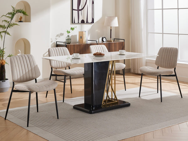 English Elm A&A Mid Century Dining Chair Set of 2 with Curved Ergonomic Walnut Back Upholstered Seat and Metal Legs W1143P194145 W1143P194145