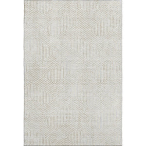 HomeRoots 5' X 8' Ivory and Beige Geometric Area Rug - Stylish, Washable, UV-Protected, Perfect for Homes 672502