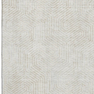 HomeRoots 5' X 8' Ivory and Beige Geometric Area Rug - Stylish, Washable, UV-Protected, Perfect for Homes 672502