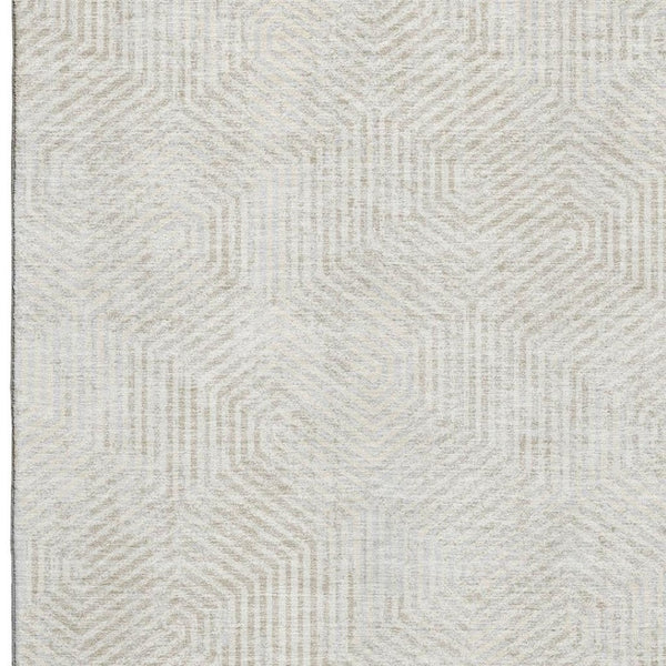 HomeRoots 5' X 8' Ivory and Beige Geometric Area Rug - Stylish, Washable, UV-Protected, Perfect for Homes 672502