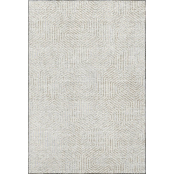 HomeRoots 8' X 10' Ivory and Beige Geometric Area Rug - Washable, Stain Resistant, UV Protected for Busy Homes 672504
