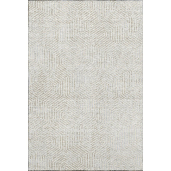 HomeRoots 9' X 12' Ivory and Beige Geometric Area Rug – Washable, UV-Protected, Soft for High-Traffic Spaces 672505