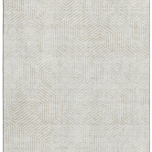 HomeRoots 9' X 12' Ivory and Beige Geometric Area Rug – Washable, UV-Protected, Soft for High-Traffic Spaces 672505