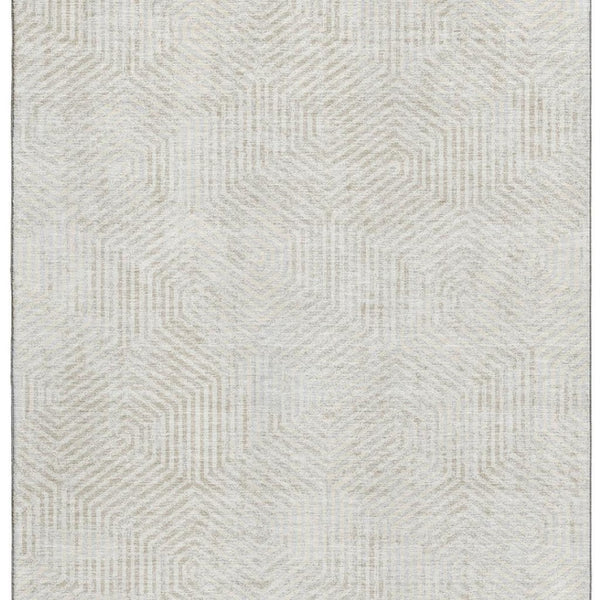 HomeRoots 9' X 12' Ivory and Beige Geometric Area Rug – Washable, UV-Protected, Soft for High-Traffic Spaces 672505