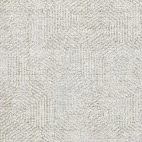 HomeRoots 10' x 14' Ivory and Beige Geometric Area Rug – Washable, UV Protected, Perfect for Homes with Pets! 672506