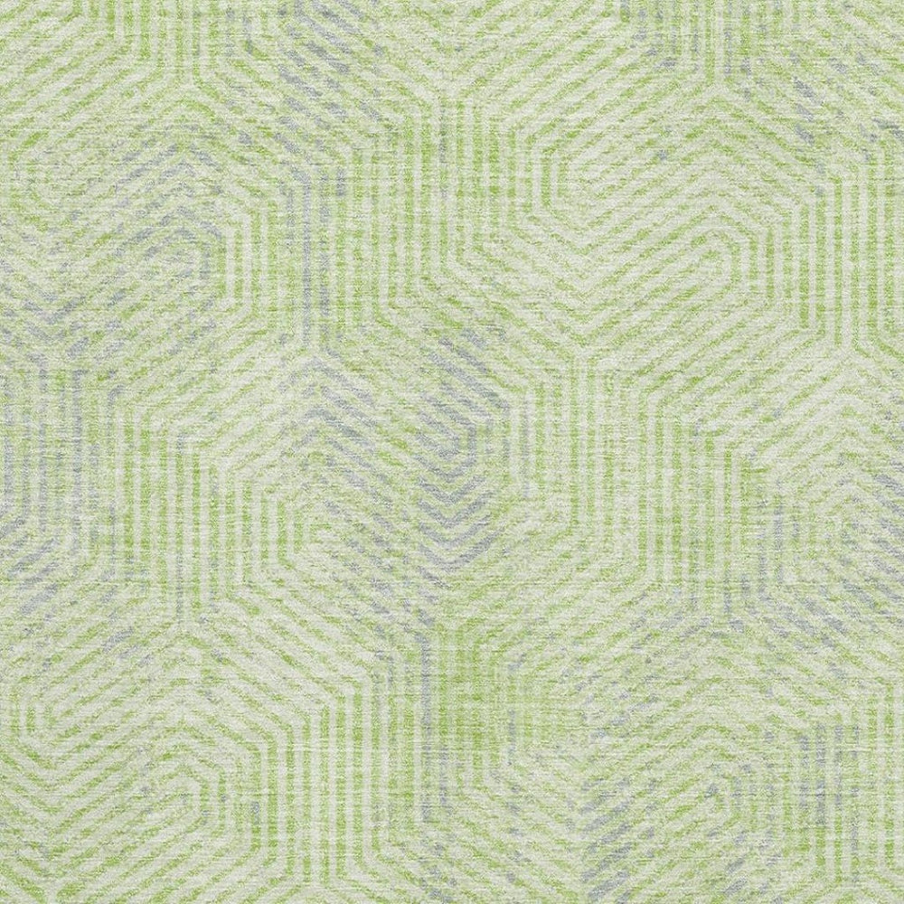 HomeRoots 5' Modern Lime Green and Gray Geometric Washable Area Rug - UV Protected, Stain-Resistant, Durable! 672508