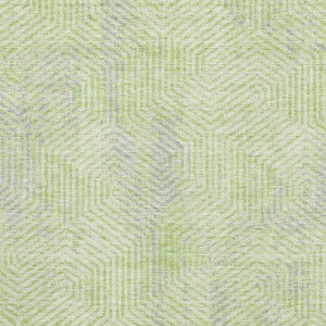 HomeRoots 5' Modern Lime Green and Gray Geometric Washable Area Rug - UV Protected, Stain-Resistant, Durable! 672508